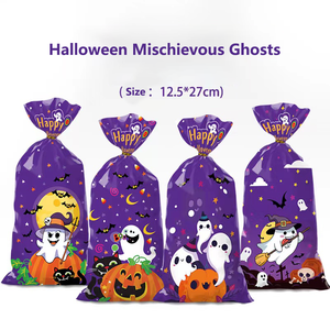 50 pièces/paquet Halloween fantôme bonbons Snack sac Eid Mubarak traiter sacs en plastique Biscuit biscuits cadeau fête poche plate pour enfant - Product Image 3