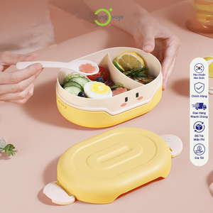 Boîte à lunch thermique en plastique à grande capacité à 3 niveaux, faible MOQ, haute qualité, rectangulaire, micro-ondable, portable, style coréen, couvercle en plastique - Product Image 4