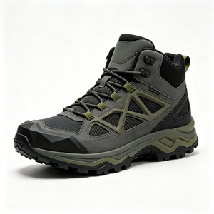 Bottes de randonnée mi-montantes personnalisées ODM/OEM pour l'extérieur, avec cadre triangulaire creux, maille respirante, embout anti-collision et semelle robuste antidérapante - Product Image 1