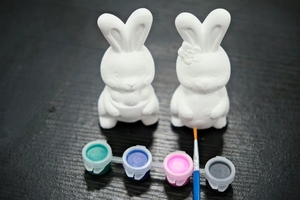 Set di giocattoli da disegno in gesso: Salvadanaio <span class=keywords><strong>a</strong></span> forma di cane e uovo di coniglio pasquale, decorazioni personalizzabili in gesso bianco da 4,5 pollici - Product Image 4