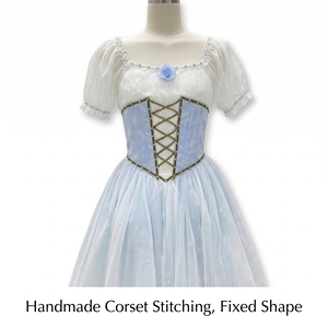 Tutu de ballet long bleu et blanc romantique, corset à lacets, Giselle & La Fille Mal Gardée, costume de scène professionnel - Product Image 2