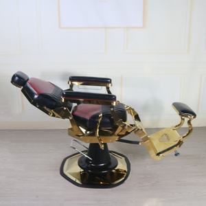 Chaise de coiffeur de style antique rouge argentée, chaise de salon de coiffure à vendre - Product Image 4