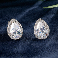Boucles d'oreilles en diamant classiques de style coréen, forme goutte d'eau, huit cœurs, huit flèches, pour mariage, fête, usage quotidien, en zircon
