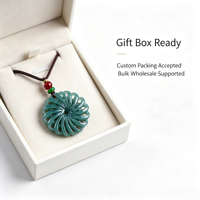 Pendentif Fleur Rotatif en Jadeite Naturelle Birmane de Grade A, Collier Chaîne de Chandail en Jade au Design Riche et Noble pour Hommes et Femmes