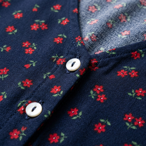 <span class=keywords><strong>Robe</strong></span> midi vintage française à motif floral, élégante, col en V, boutonnée, fendue, style bohème décontracté pour femme, vente en gros OEM/ODM - Product Image 3