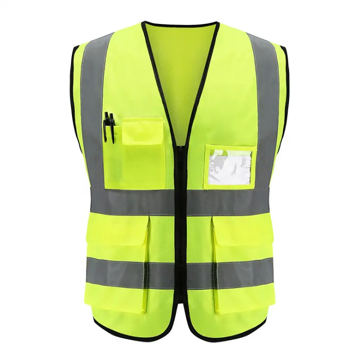 Wholesale High Visibility Construction With Logo Printing Yellow Work Wear Reflective Safety Vest