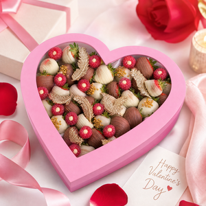 Treat Love Valentine's Day Chocolates Flower Rose Packaging Heart Shaped Disposable Rigid <b>Boxes</b> Window <b>Lid</b> Paperboard Box - Product Image 1