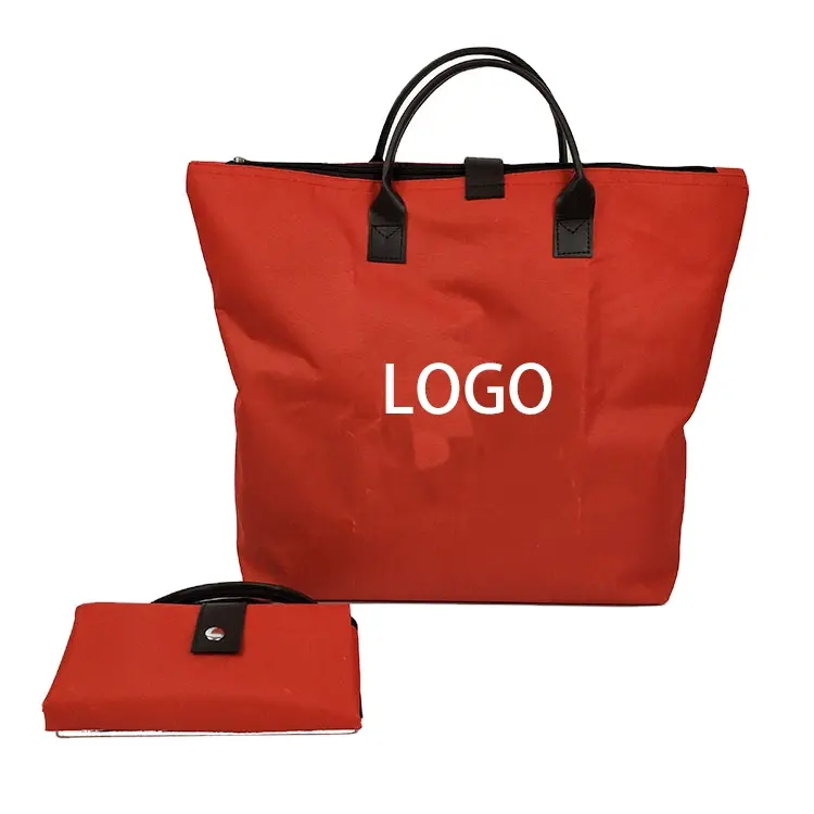 Logotipo personalizado Reutilizável Dobrável Compras Viagens Grandes Sacolas Coloridas Mercearia Eco Oxford Cloth Bags