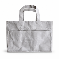 Sac de rangement en papier lavable pour tricot et crochet, organisateur de projets, sac pour fournitures d'artisanat avec poches et poignées