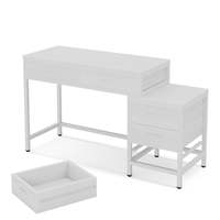 Bureau d'ordinateur à structure stable et polyvalente, bureau blanc réversible 140 x 70 cm, bureau d'angle avec 5 tiroirs pour bureau à domicile