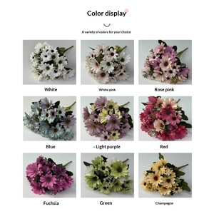 Bouquet de tournesols artificiels de haute qualité à 9 tiges, mélange d'asters hollandais, décoration botanique artificielle pour chambre bohème, fenêtre, arche de mariage - Product Image 3