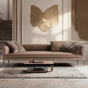 Design minimalista <span class=keywords><strong>italiano</strong></span> divano a 3 posti moderno in vera pelle con morbidi cuscini in spugna <span class=keywords><strong>e</strong></span> gambe in metallo per soggiorno - Product Image 6