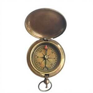 Vintage Brass Pocket <b>Compass</b> Handmade <b>Antique</b> Style Portable Metal Navigation <b>Compass</b> for Hiking Camping Gift - Product Image 1
