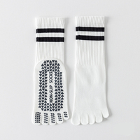 Chaussettes de yoga antidérapantes à cinq doigts avec logo personnalisé pour Pilates, Barre et Fitness