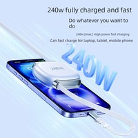 Chargeur rapide 240W double Type-C rétractable en ABS, conception exclusive, câble pour iPhone, batterie externe portable pour voiture, charge extensible