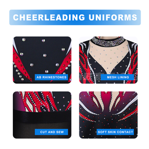 Personnalisé Vente Chaude Cheerleading Rouge Foncé <span class=keywords><strong>Halloween</strong></span> Cheer Party Cheerleading Performance Costumes - Product Image 2