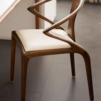 JP Luxury Original Design Noyer Couleur Épée Fauteuil Tissu Pu Cuir Siège Restaurant Loisirs Dîner Chaise