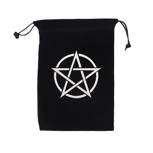 Bolsa de terciopelo Árbol de la Vida con bordado de luna y cordón para tarot, artículos de brujería, rituales de altar, dados y almacenamiento de joyas - Product Image 1