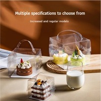 Boîte à gâteau transparente en PET, carrée, à poignée, avec plateau blanc, pour pâtisserie, boulangerie, vente en gros, emballage personnalisé pour présentation.