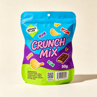 Fabrieks-OEM op maat gemaakte snackzakjes verpakkingen, staande ziplock zakken, bedrukte voedselverpakkingsoplossing voor noten, koekjes en snacks
