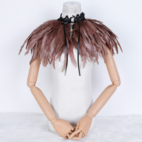 Châle en plumes fait main avec col en dentelle pour femme, avec fermeture en dentelle, pour spectacle de danse masquée, fête à thème Halloween