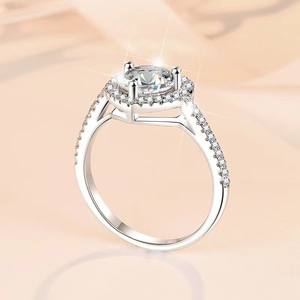 Anillo de Compromiso, Eternidad y Cóctel con Halo de Circonita Cúbica Plateada para Mujer, Regalo de Boda y Aniversario - Product Image 4