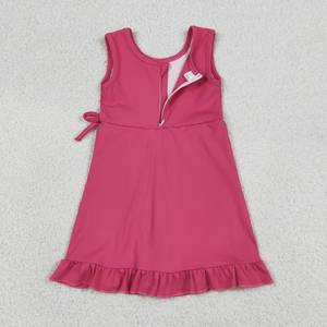 En stock, robe courte d'été rose vif pour filles, avec fermeture éclair et volants, vente en gros de vêtements de sport, nouvelle mode boutique, vêtements de sport pour enfants - Product Image 2