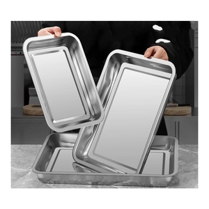 Plats de cuisson et plateaux de service écologiques en acier inoxydable pour biscuits, gâteaux, pizzas, usage domestique, emballés en boîte - Product Image 4