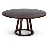 Table à manger en bois de manguier |   Conception moderne pliable faite à la main |   Protections de sol en caoutchouc couleur bois massif brun foncé sur mesure, garantie 3 ans