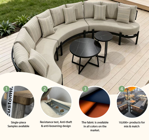 Divano Modulare dal Design Moderno, Set di Mobili <span class=keywords><strong>da</strong></span> <span class=keywords><strong>Giardino</strong></span> in Alluminio con <span class=keywords><strong>Cuscini</strong></span> Impermeabili per Patio, Hotel, Villa, Cortile - Product Image 2
