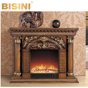 Console de cheminée en bois massif et résine de style français, magnifique et brillante, avec insert rectangulaire - Product Image 4