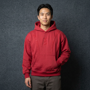 <b>Red</b> <b>Men's</b> Pullover Hoodie Cotton Bamboo Fiber Fleece Hooded <b>Sweatshirt</b> Solid Knitted Winter Streetwear - Product Image 1