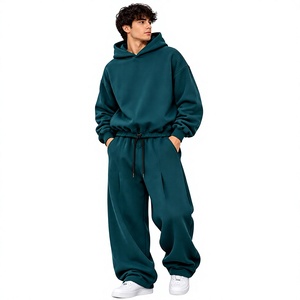 Ensemble de survêtement unisexe premium délavé à l'acide, comprenant un sweat à capuche oversize et un pantalon de jogging, style streetwear et sportswear décontracté - Product Image 1