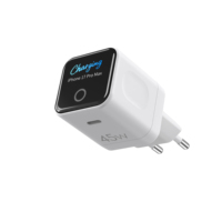 Cargador Inteligente de Escritorio con Pantalla, PD 45w, 1 Puerto Tipo C, Enchufe US/EU, con Visualización de Energía en Tiempo Real para Laptop, Teléfono y Tablet