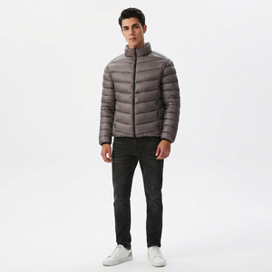 2025 Premium Fashionable Custom <b>Down</b> Jacket Men Puffer Jackets Cotton Filled Canvas Stand Collar Front Logo - Product Image 1