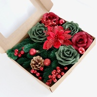 ESTICK Kunstmatige Rozen Kerstbanket Cadeaubox - Handgemaakte Kunststof Hars Schuim DIY Decoratie Ecologisch Amerikaanse Stijl Lichtgewicht