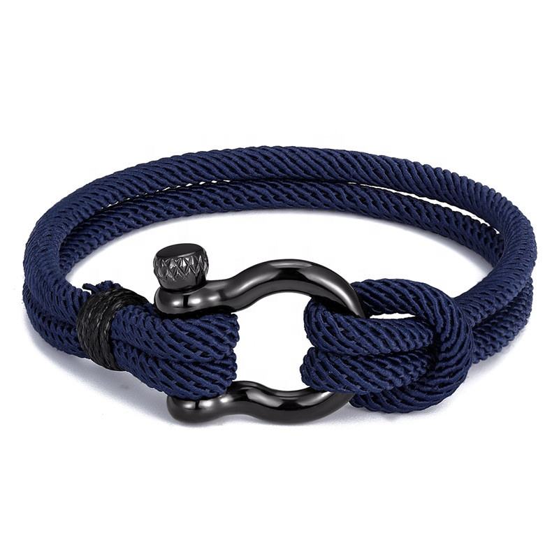 Bracciale Da Uomo Semplice In Pelle Incrociata Vintage In Acciaio Inossidabile Intrecciato Blu Nero Polsino Amuleto Gioielli Fatti A Mano Di Preghiera Cristiana - Foto 5