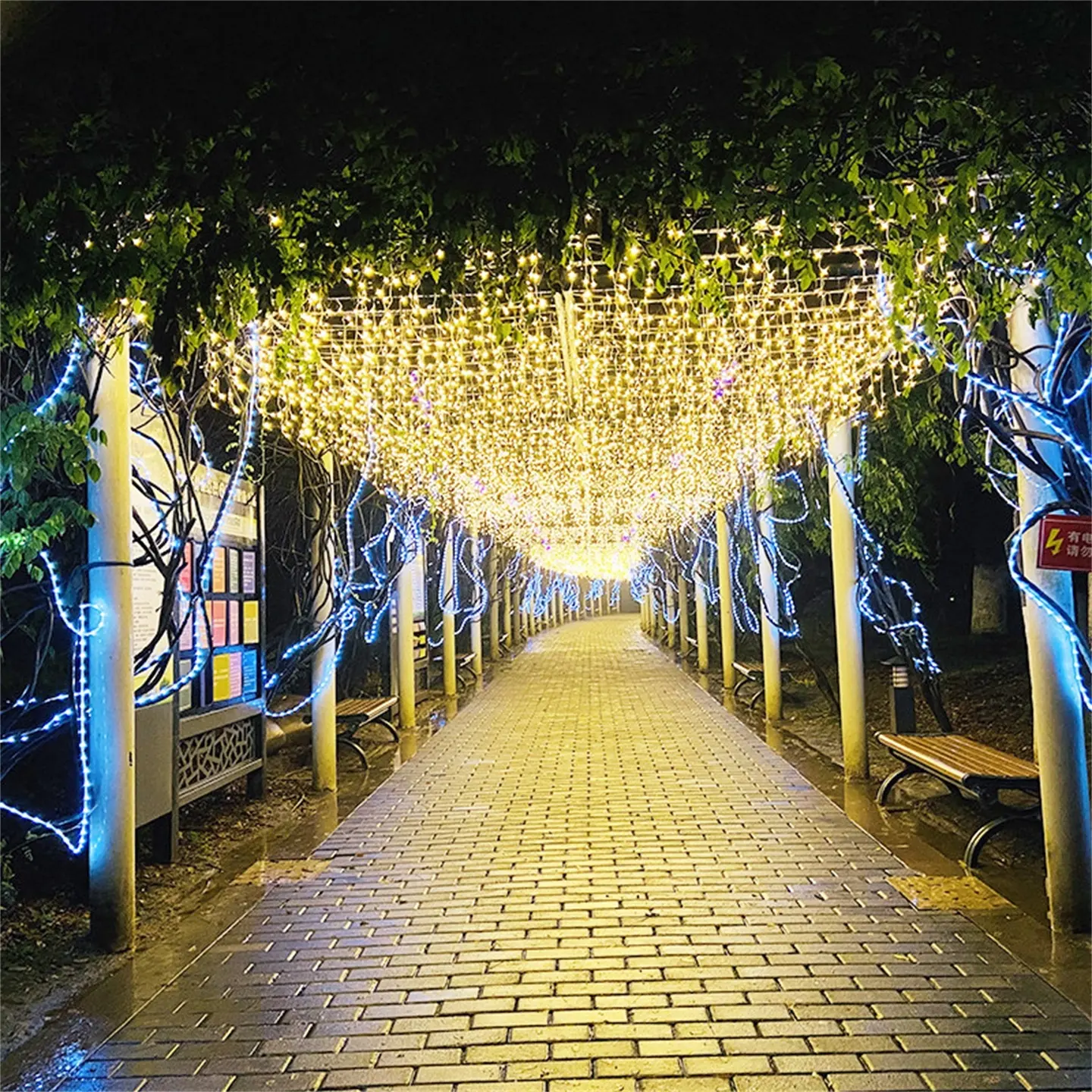 Garden Courtyard Strip Light Curtain Decorative Light Mall Bar Outdoor Waterproof Festival Waterfall Holiday Light String