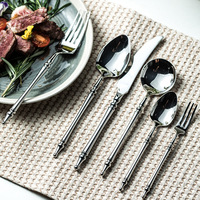 Ensemble de couverts écologiques pour hôtel, Royal, en acier inoxydable poli miroir, couteau, fourchette, cuillère, couverts de luxe pour mariages