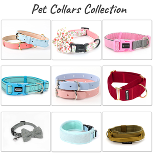 Luxe Hondenhalsbandset Private Label Fluwelen Kraag Met Metalen Clip En Logo Metalen Gesp Hondenhalsband Met Vlinderdas - Product Image 6