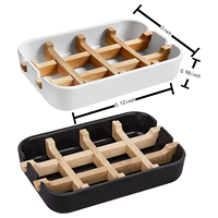 Support de Savon Amovible en Bambou avec Grille et Plateau de Récupération en Plastique pour Évier de Salle de Bain, Maison ou Hôtel