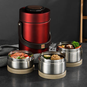 Conteneur alimentaire isolé en acier inoxydable empilable à 3 couches <span class=keywords><strong>Thermos</strong></span> de 67oz Boîte à lunch scellée réutilisable et étanche - Product Image 1