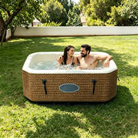 Bain à remous gonflable portable en PVC pour 4 à 6 personnes, spa carré gonflable en PVC pour usage extérieur - Natation