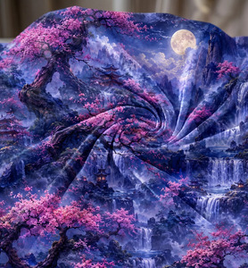 Cortina de Terciopelo con Diseño de Cascada y Flores de Cerezo, Inspirada en la Naturaleza, Cortina Opaca para Ventana, Decoración Elegante para Oscurecer la Habitación - Product Image 5