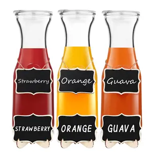 Dispensador de jarra de vidrio para bebidas, jarra transparente para Mimosa Bar, agua, vino, leche y zumo con tapas de plástico, 1000ml, 500ml - Product Image 2