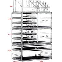 Organisateur de maquillage en acrylique anti-poussière avec tiroirs, boîte de rangement pour cosmétiques, rouges à lèvres et soins de la peau pour salle de bain, commode ou comptoir