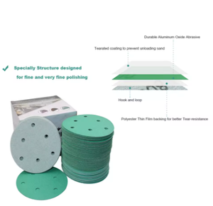 150mm PSA Grinding Electronic Product Metal Surface Sandpaper Disc Wet and Dry Green PET Film Abrasive Sanding Disc - Product Image 2