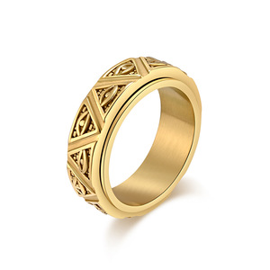 Ancient Egyptian Horus Eye <b>Titanium</b> Steel Rotating <b>Ring</b> Pyramid Design Men's Fashion Jewelry Index Finger <b>Ring</b> Gold Color - Product Image 1