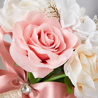 Bouquet de roses artificielles en soie Joho en gros pour mariage, mariée, demoiselle d'honneur, arrangement floral à tenir en main, décoration intérieure, personnalisable