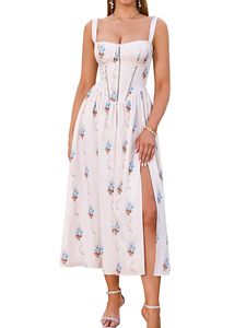 Custom Design <strong>Maxi</strong> Floral Corset <strong>Dress</strong> Dpring Summer Flowy <strong>Sun</strong> <strong>Dress</strong> Milk Maid <strong>Dresses</strong> for Vacation Wedding Beach - Product Image 5